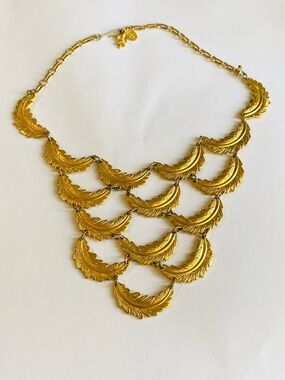 Vintage Vendome Feather Bib Necklace Statement Runway